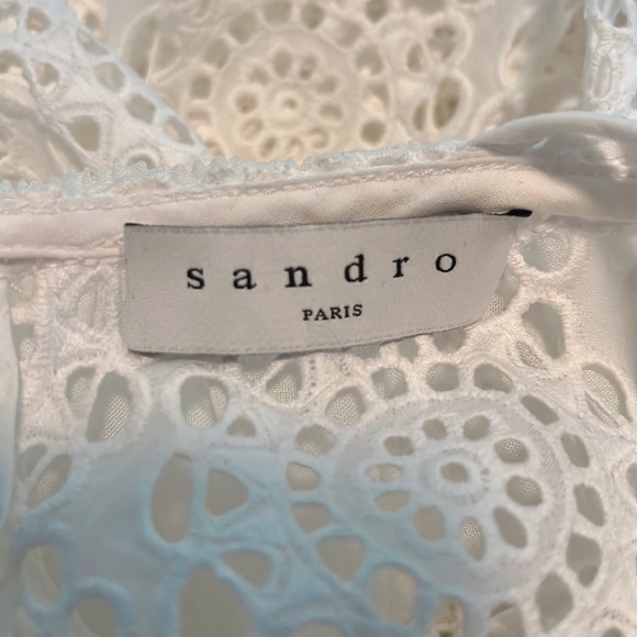 NWOT - Sandro Bonnie lace , open sleeve, V ruffle blouse. - Picture 5 of 7